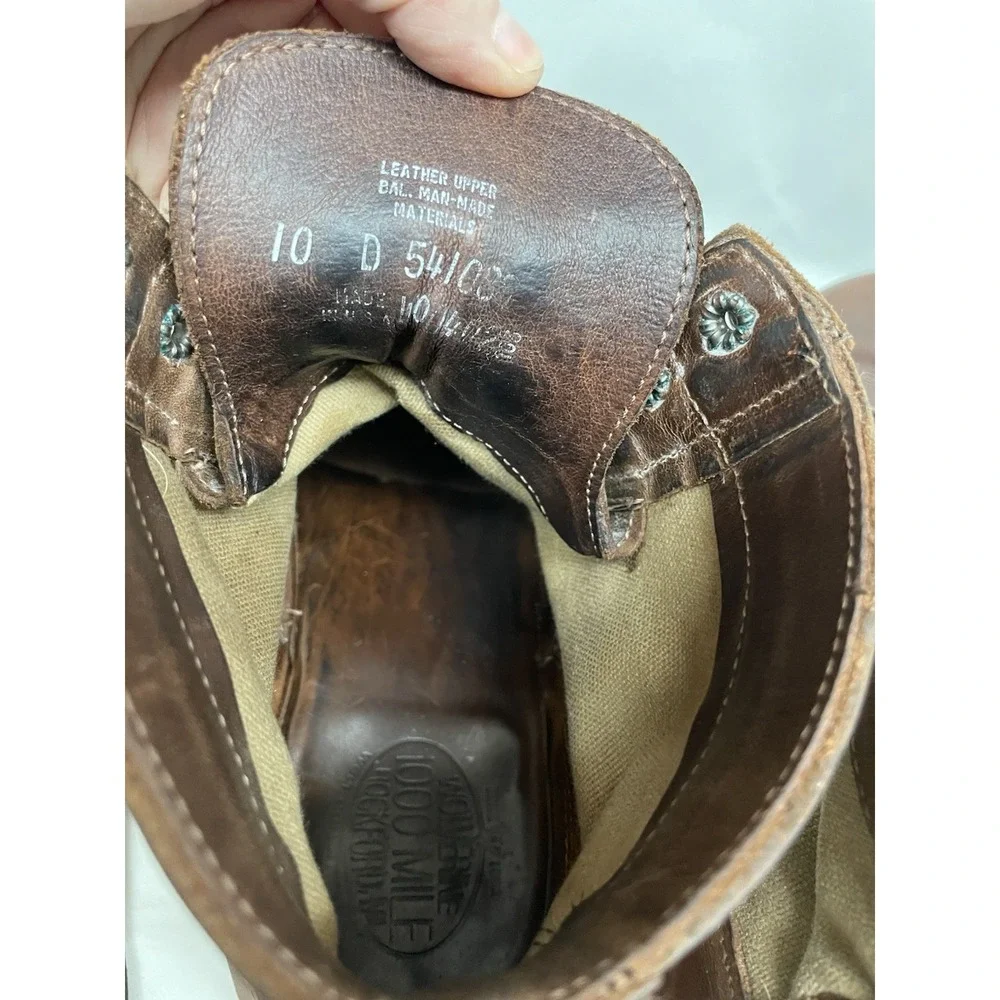 Vintage Wolverine 1000 Mile Boots 541039, Men's US 10 D Leather and Canvas USA